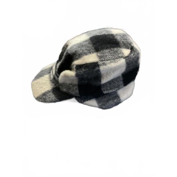 Vintage Cozy Black and White Plaid Wool Hat - Size 7 1/2 - Picture 4 of 8